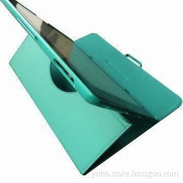 360° Rotating Leather Case for New iPad, Magnetic Inside, with PU Leather/Rubber